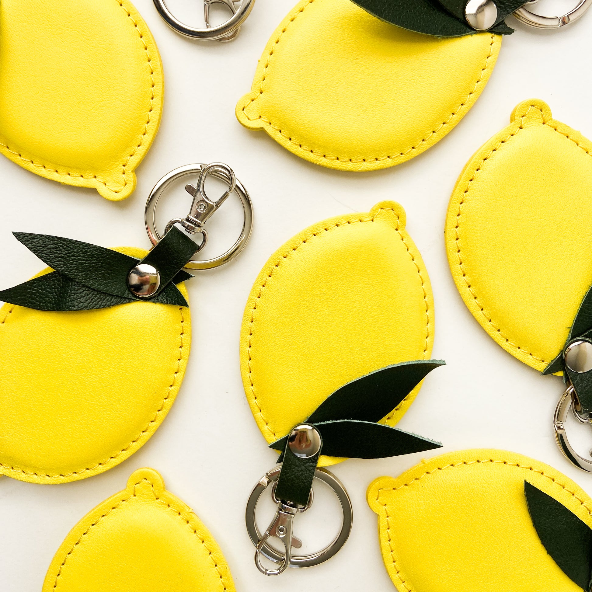 Lederne sleutelhanger citroen