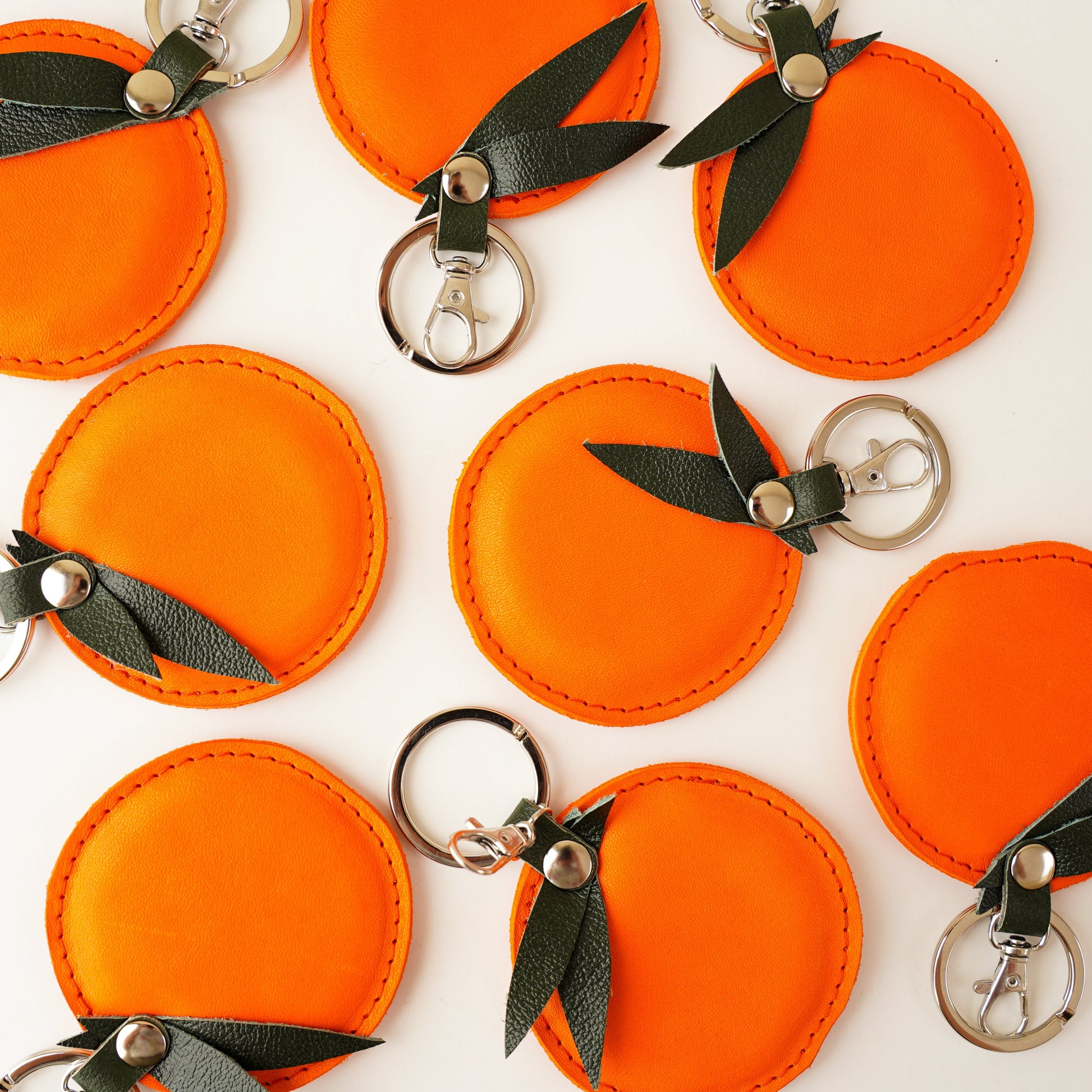 Lederen sleutelhanger sinaasappel