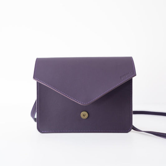 Schoudertas in leder - paars