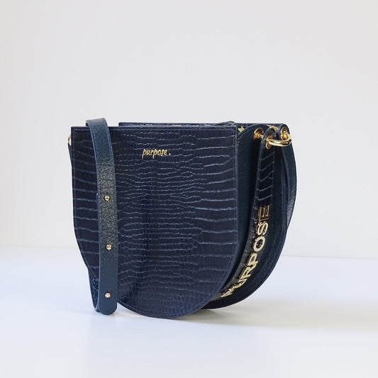 purpose. name bag - NIEUWE COLLECTIE - blauw crocoprint