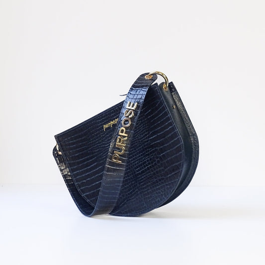purpose. name bag - NIEUWE COLLECTIE - blauw crocoprint