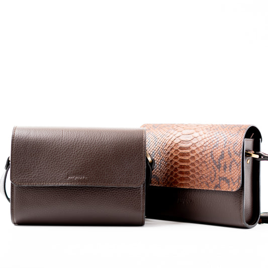 Crossbody - bruin/zwart - snakeprint