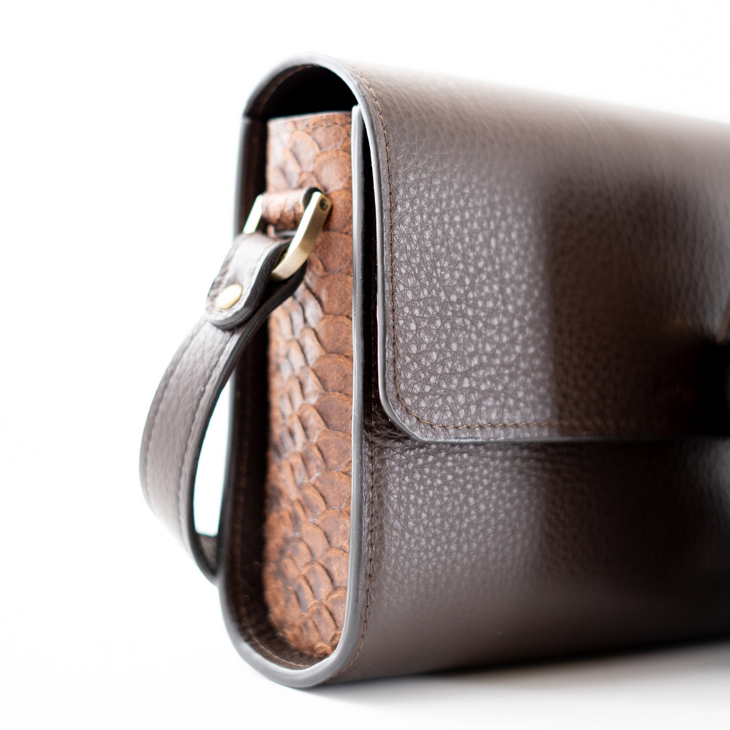 Crossbody - bruin/zwart - snakeprint