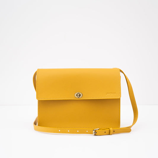 Schoudertas in leder - geel - Brugge