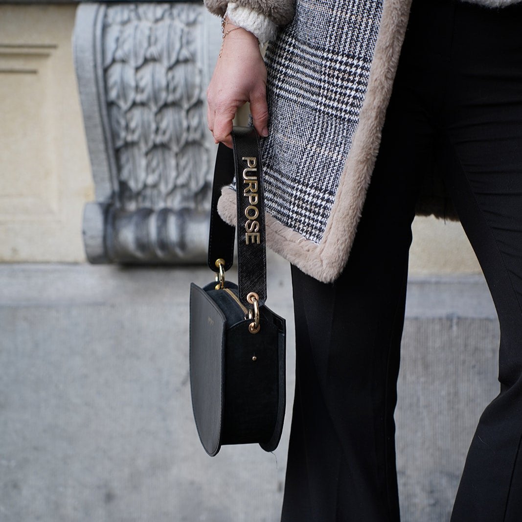 schoudertas zwart in leer