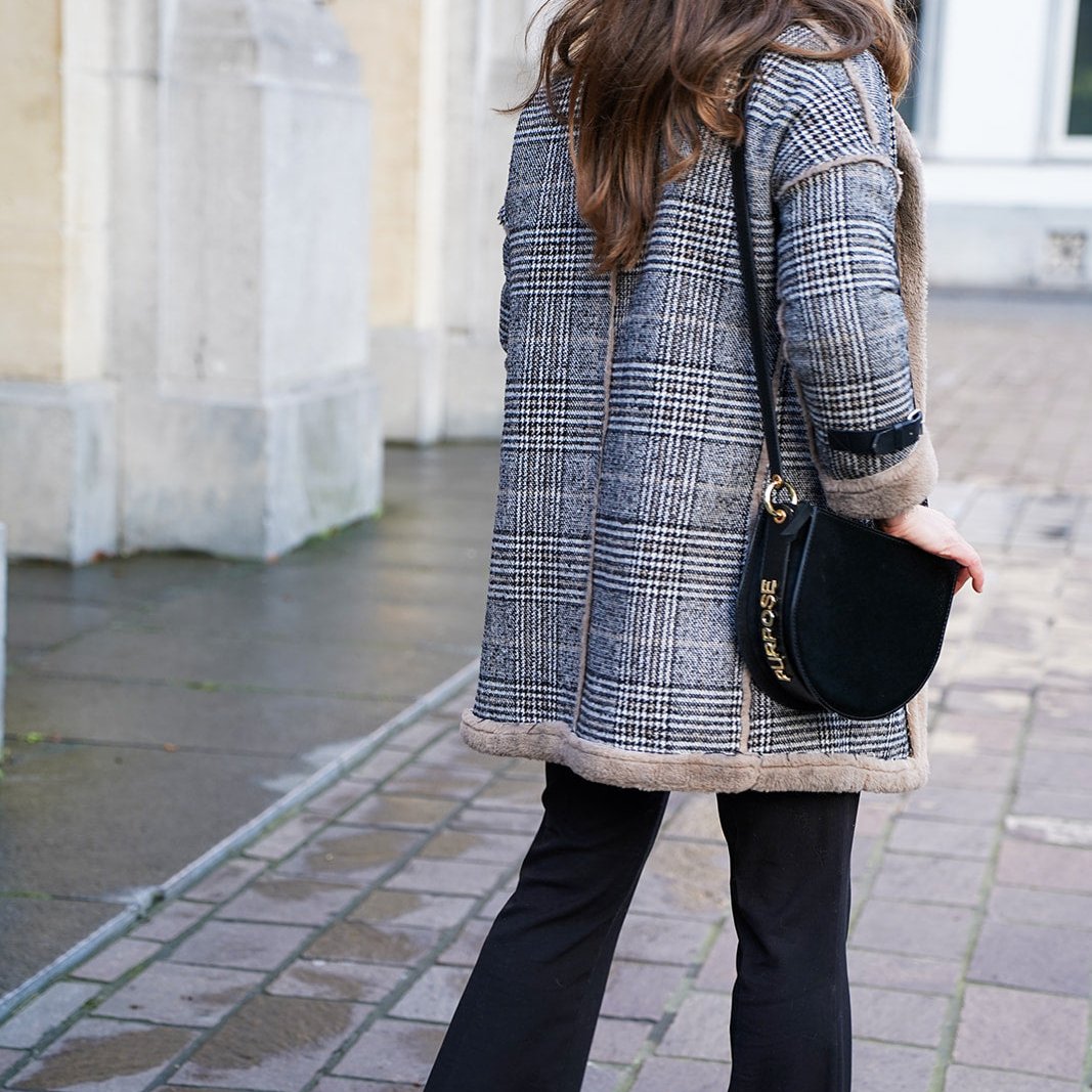 Zwarte schoudertas in leer