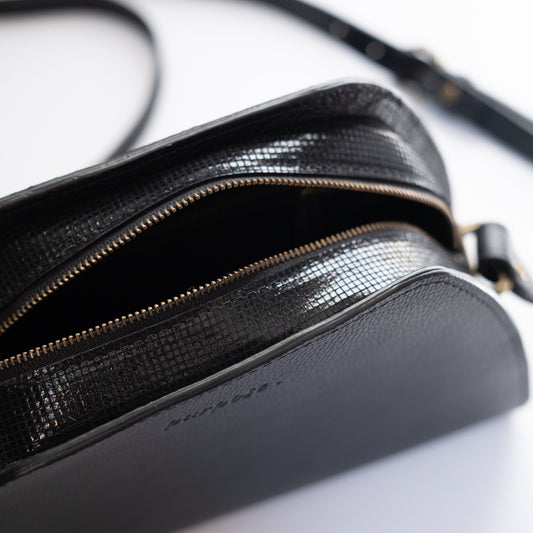 Zwarte schoudertas met rits - 1