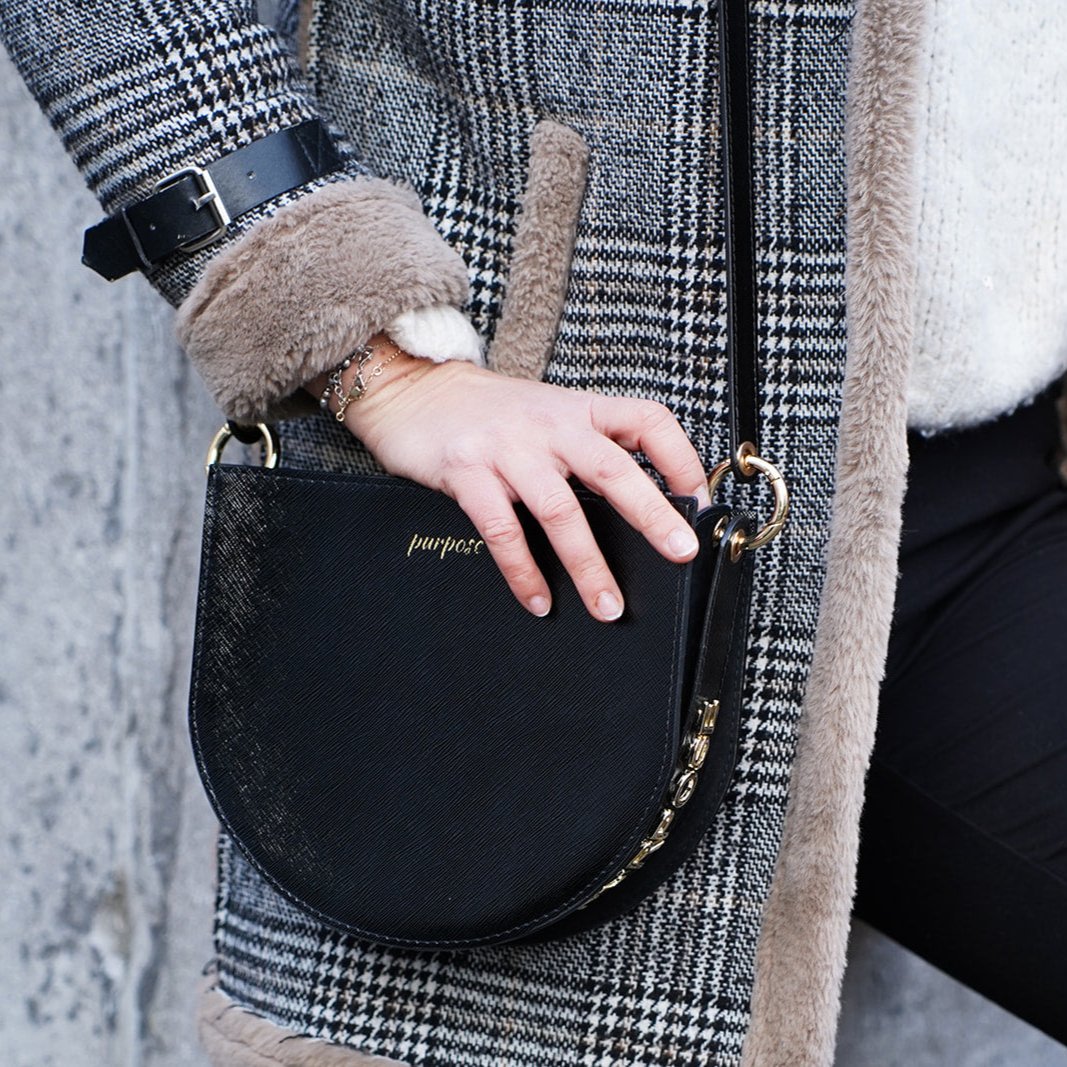 Zwarte handtas in leer