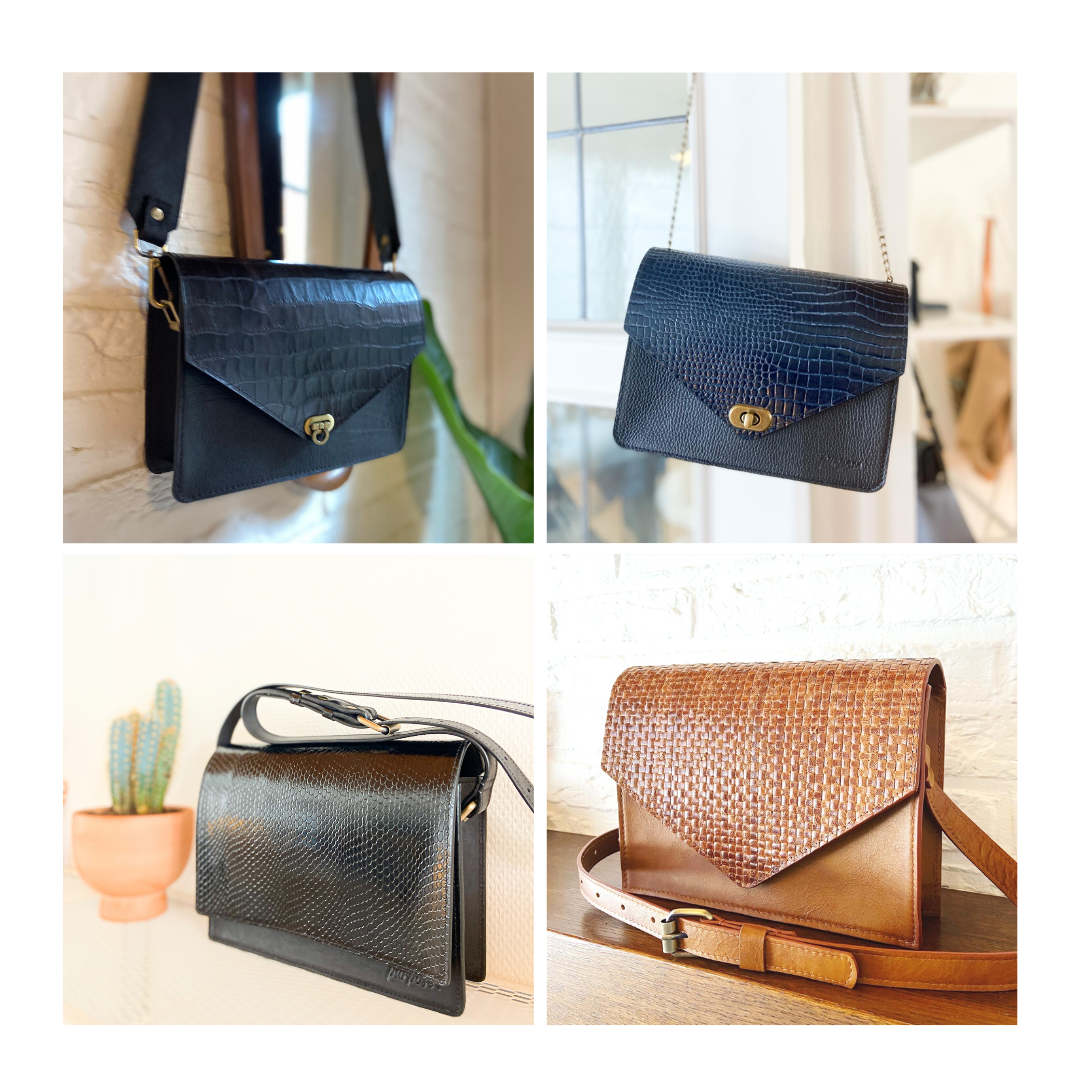 classy domino schoudertas lederen tas