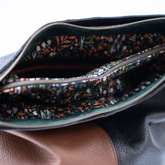 Lederen schoudertas met voering - detail