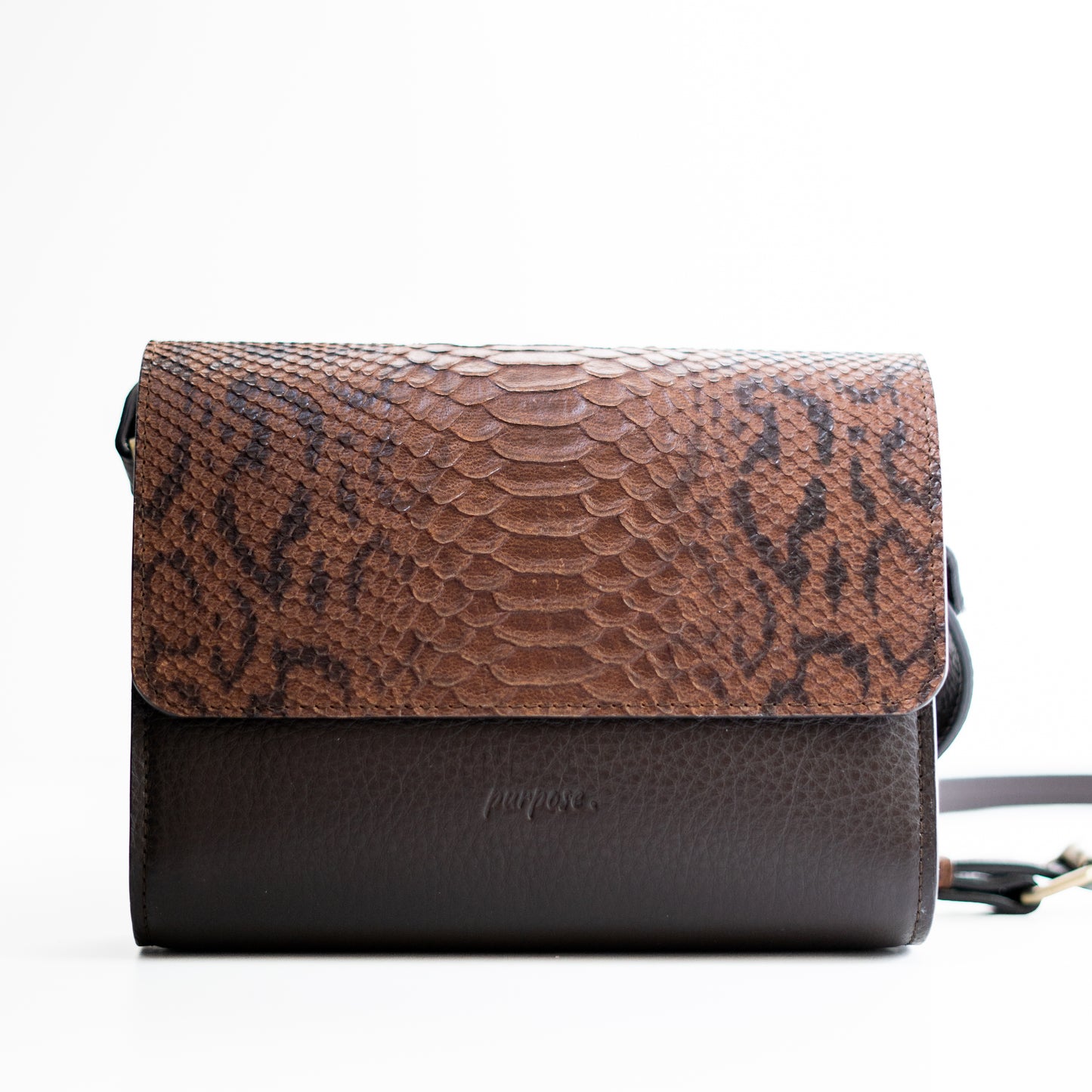 Crossbody - bruin/zwart - snakeprint