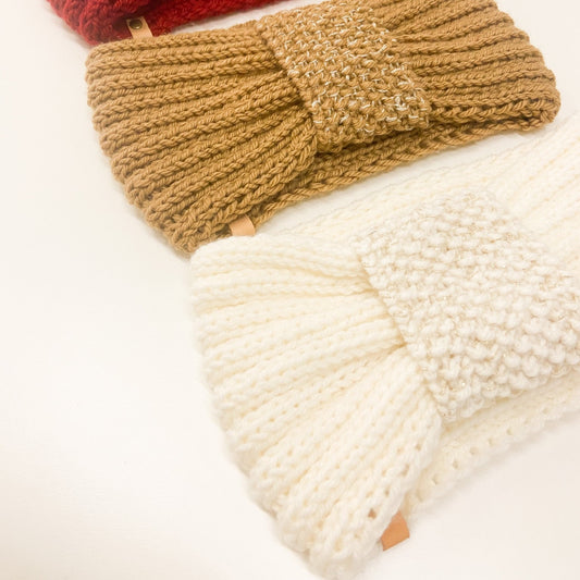 Haarband in wol met breed detail - in verschillende kleuren