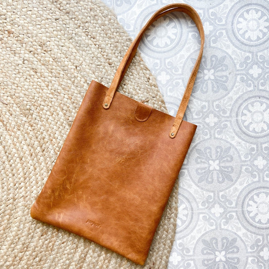lederen tote bag
