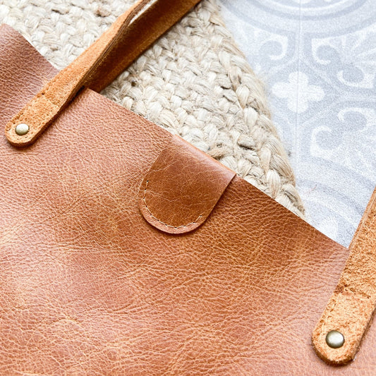 lederen tote bag