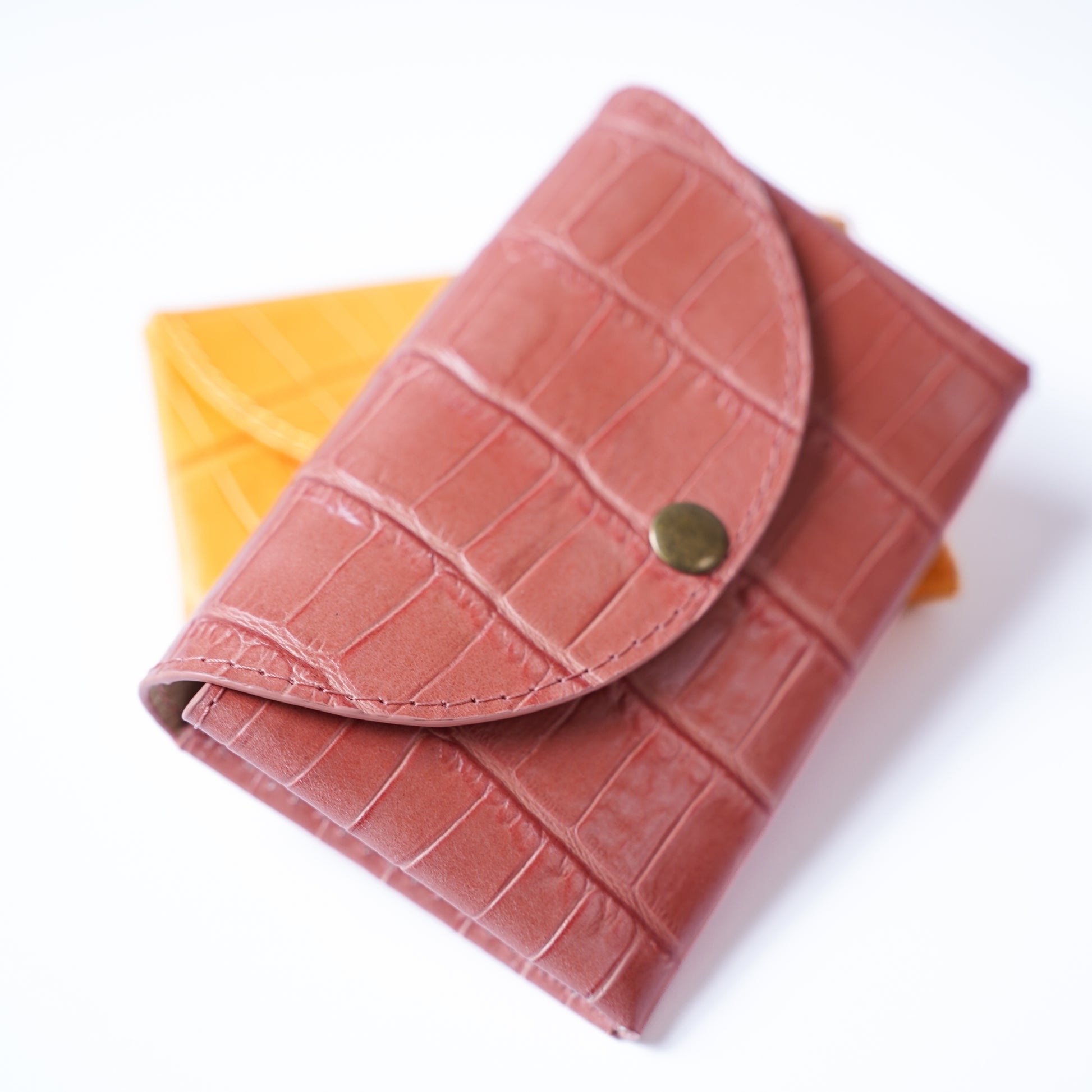 Ledere portemonnee - crocoprint roze 2